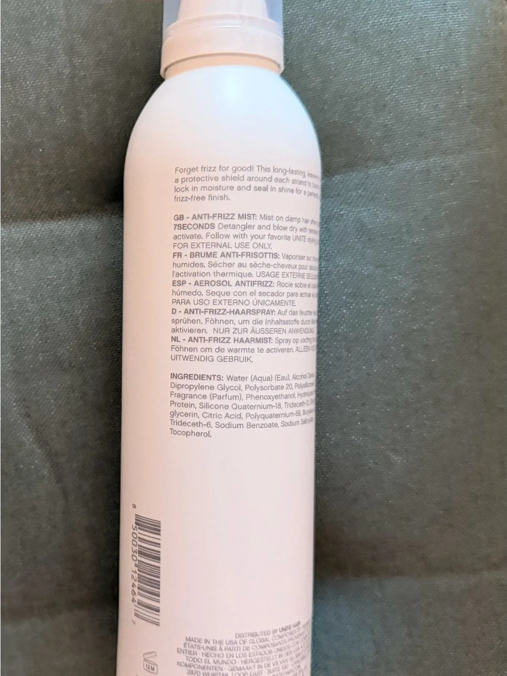 Unite Hair 7SECONDS Anti-Frizz Mist NEW 6fl oz/178 ml